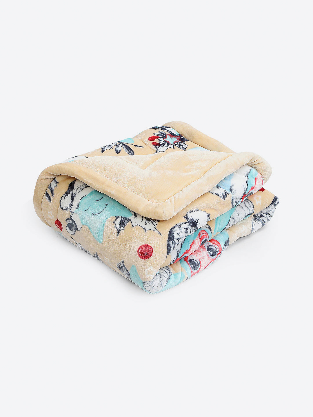 Printed Baby Blanket 3 Ply, 1609 GSM 5Pcs Set (1 Baby Comforter, 1 Bedsheet, 1 Neck Pillow & 2 Bolster)