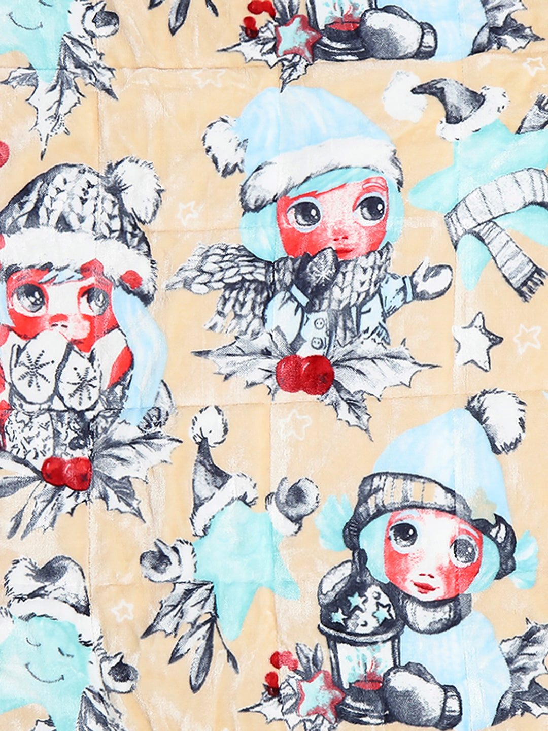 Printed Baby Blanket 3 Ply, 1609 GSM 5Pcs Set (1 Baby Comforter, 1 Bedsheet, 1 Neck Pillow & 2 Bolster)