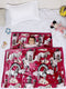 Printed Baby Blanket 3 Ply, 1609 GSM 5Pcs Set (1 Baby Comforter, 1 Bedsheet, 1 Neck Pillow & 2 Bolster)
