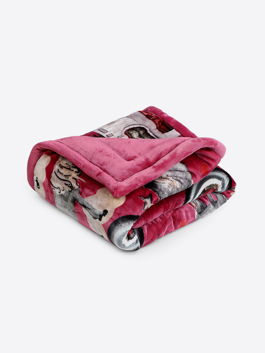 Printed Baby Blanket 3 Ply, 1609 GSM 5Pcs Set (1 Baby Comforter, 1 Bedsheet, 1 Neck Pillow & 2 Bolster)