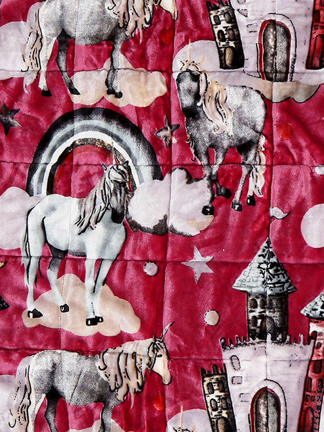 Printed Baby Blanket 3 Ply, 1609 GSM 5Pcs Set (1 Baby Comforter, 1 Bedsheet, 1 Neck Pillow & 2 Bolster)