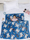 Printed Baby Blanket 3 Ply, 1609 GSM 5Pcs Set (1 Baby Comforter, 1 Bedsheet, 1 Neck Pillow & 2 Bolster)