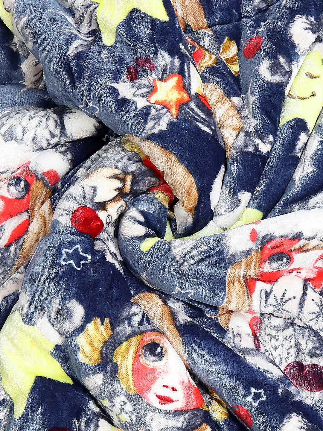 Printed Baby Blanket 3 Ply, 1609 GSM 5Pcs Set (1 Baby Comforter, 1 Bedsheet, 1 Neck Pillow & 2 Bolster)