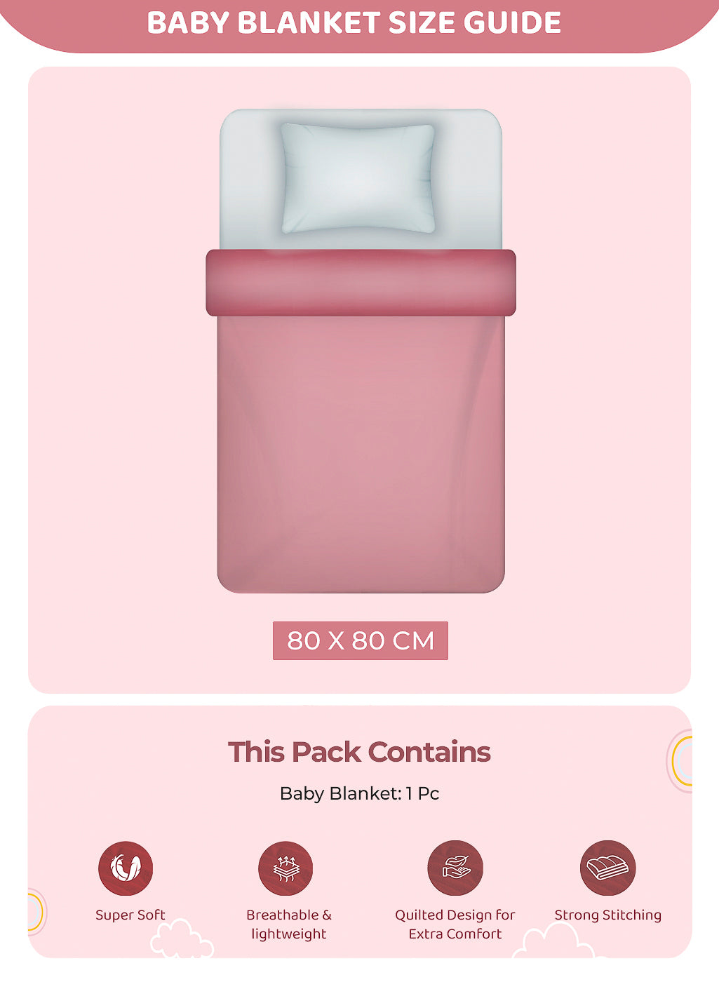 Printed Baby Blanket 2 Ply, 240 GSM, 0.375 kg (Albert)