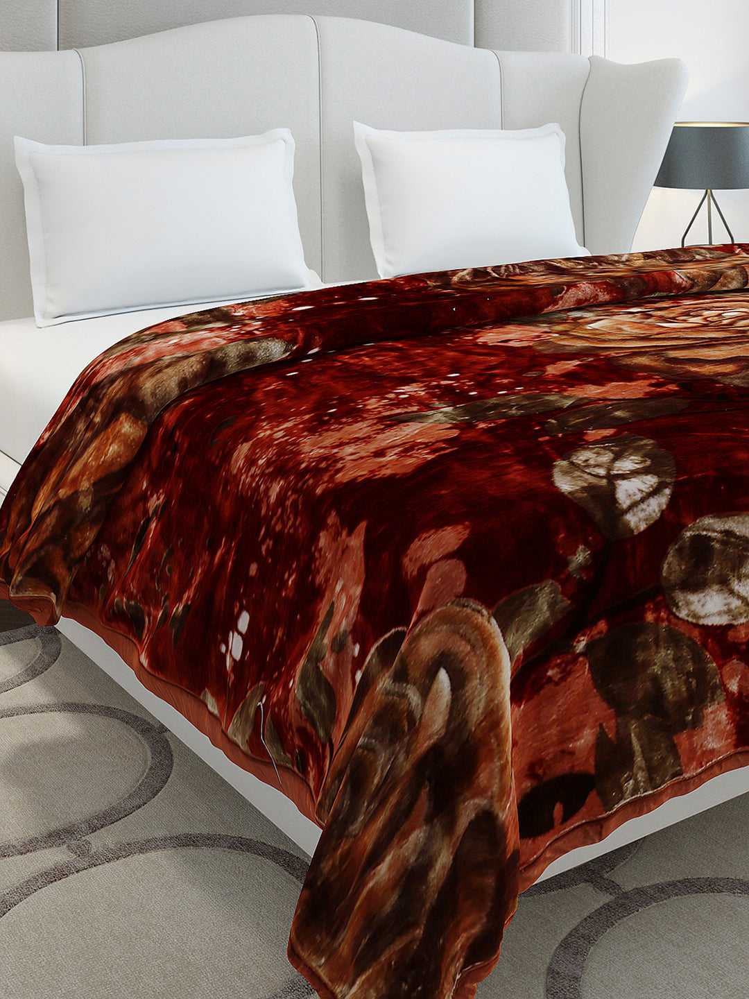 Floral Printed Double Bed 2 Ply, 947 GSM Blanket for Heavy Winter - (Bandhan) with Fragrance