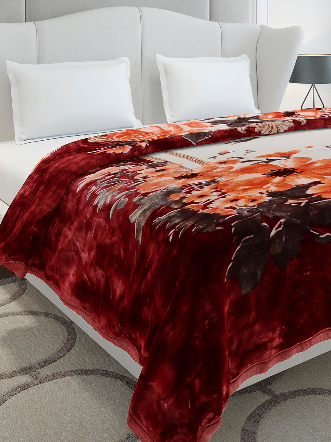 Floral Printed Double Bed 2 Ply, 947 GSM Blanket for Heavy Winter - (Bandhan) with Fragrance