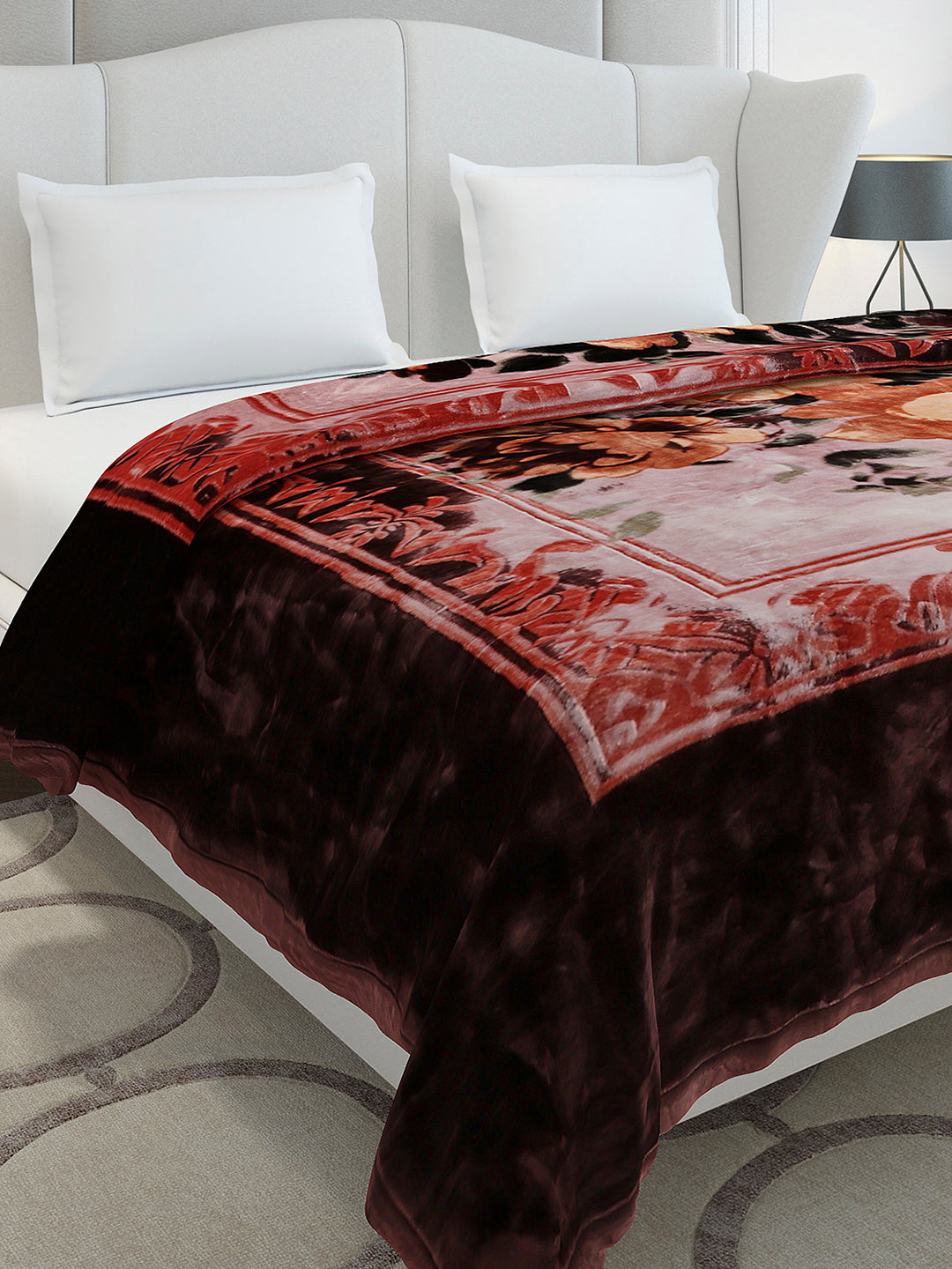 Floral Printed Double Bed 2 Ply, 947 GSM Blanket for Heavy Winter - (Bandhan) with Fragrance