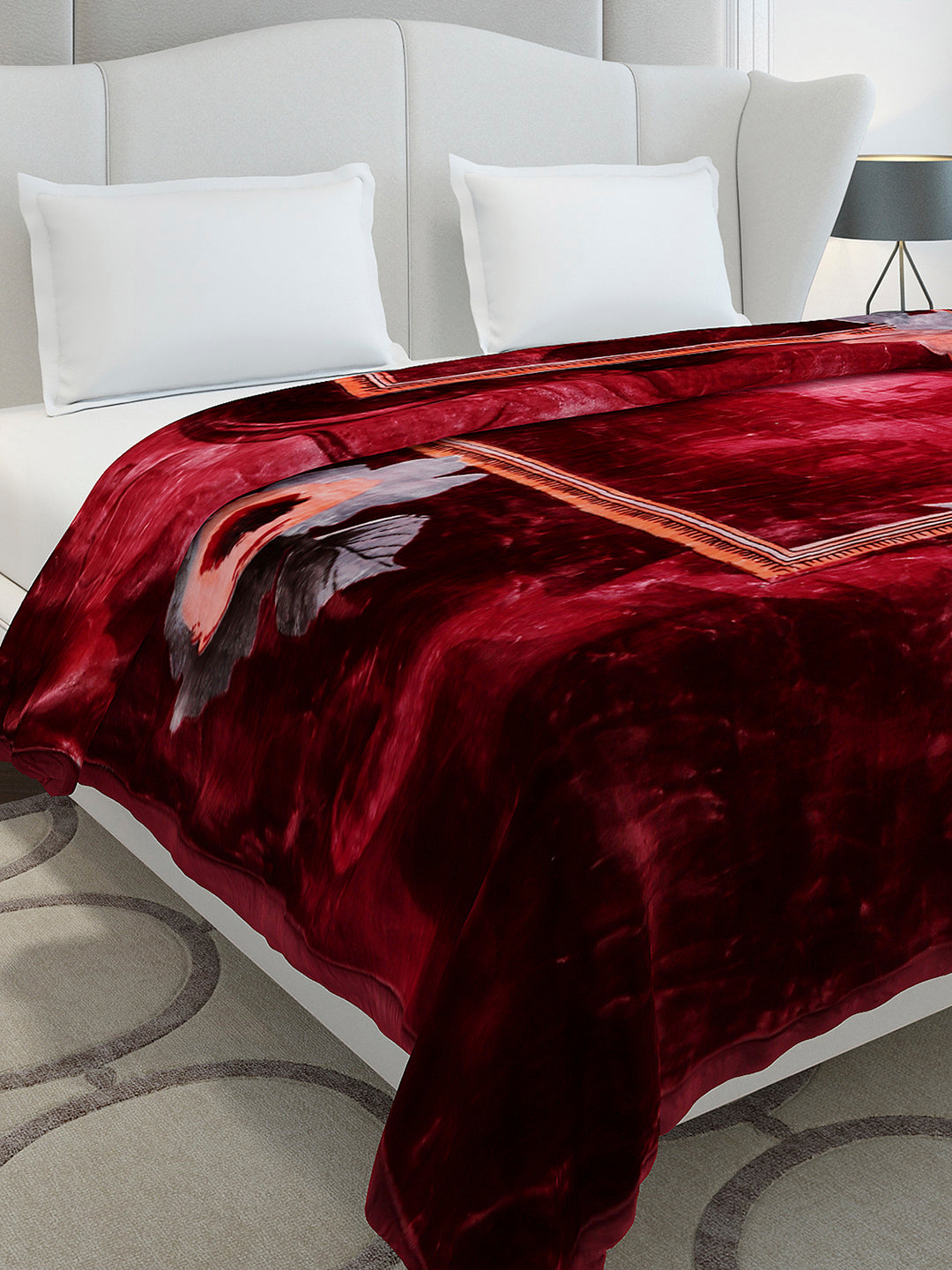 Floral Printed Double Bed 2 Ply, 947 GSM Blanket for Heavy Winter - (Bandhan) with Fragrance