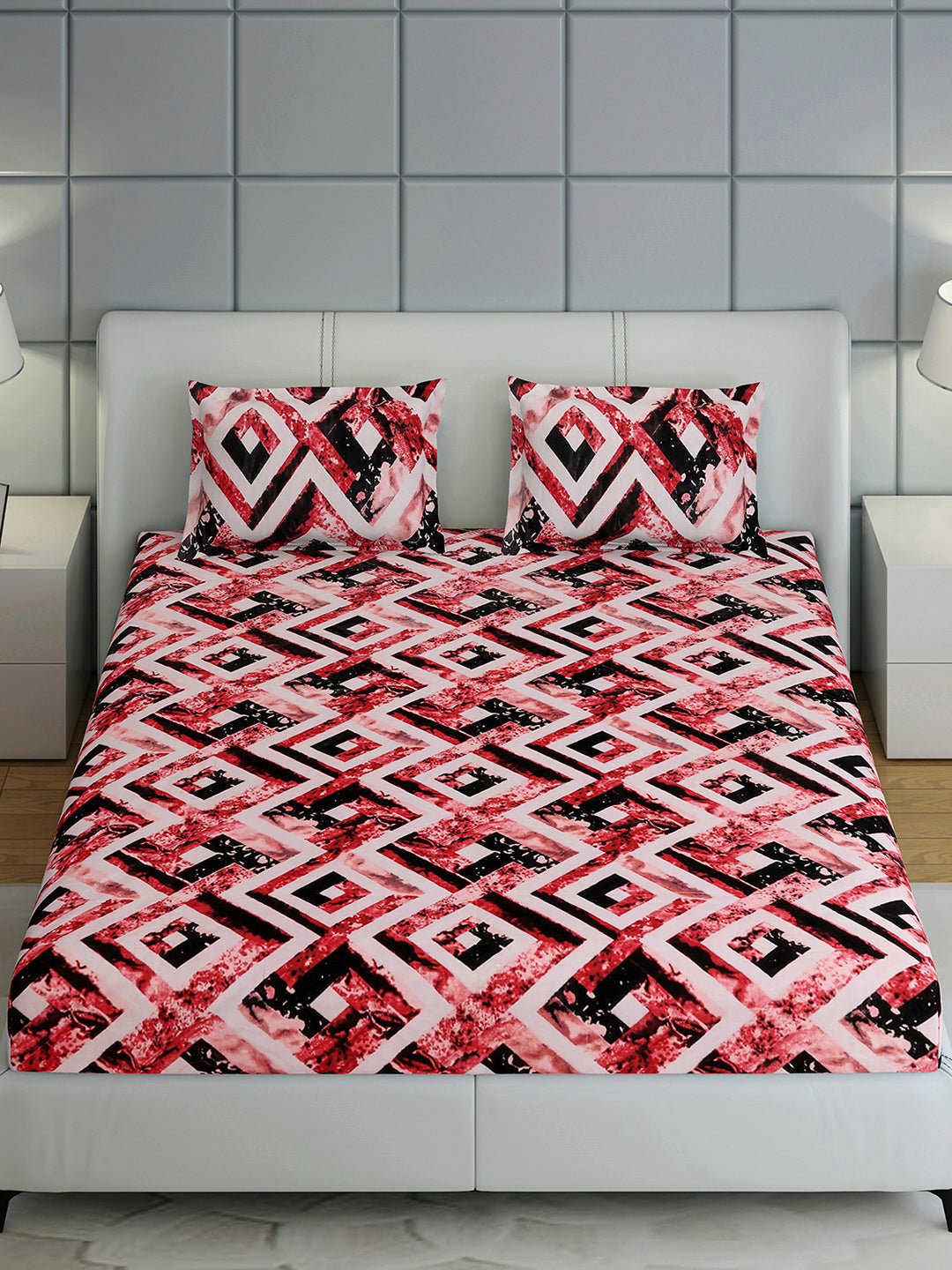 404 GSM 100% Polyester King Bed 1 Bedsheet with 2 Pillow Cover (Aura)