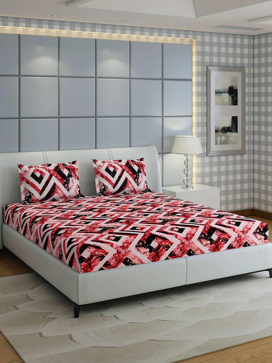 404 GSM 100% Polyester King Bed 1 Bedsheet with 2 Pillow Cover (Aura)