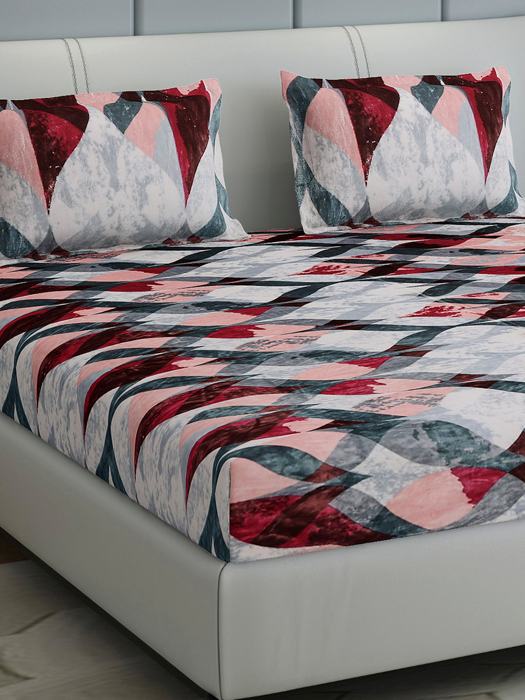 413 GSM 100% Polyester King Bed 1 Bedsheet with 2 Pillow Cover (Aura)