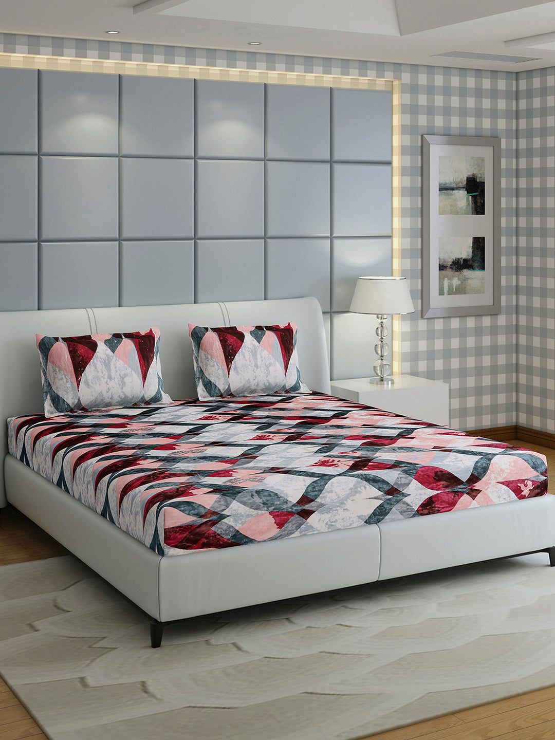 413 GSM 100% Polyester King Bed 1 Bedsheet with 2 Pillow Cover (Aura)