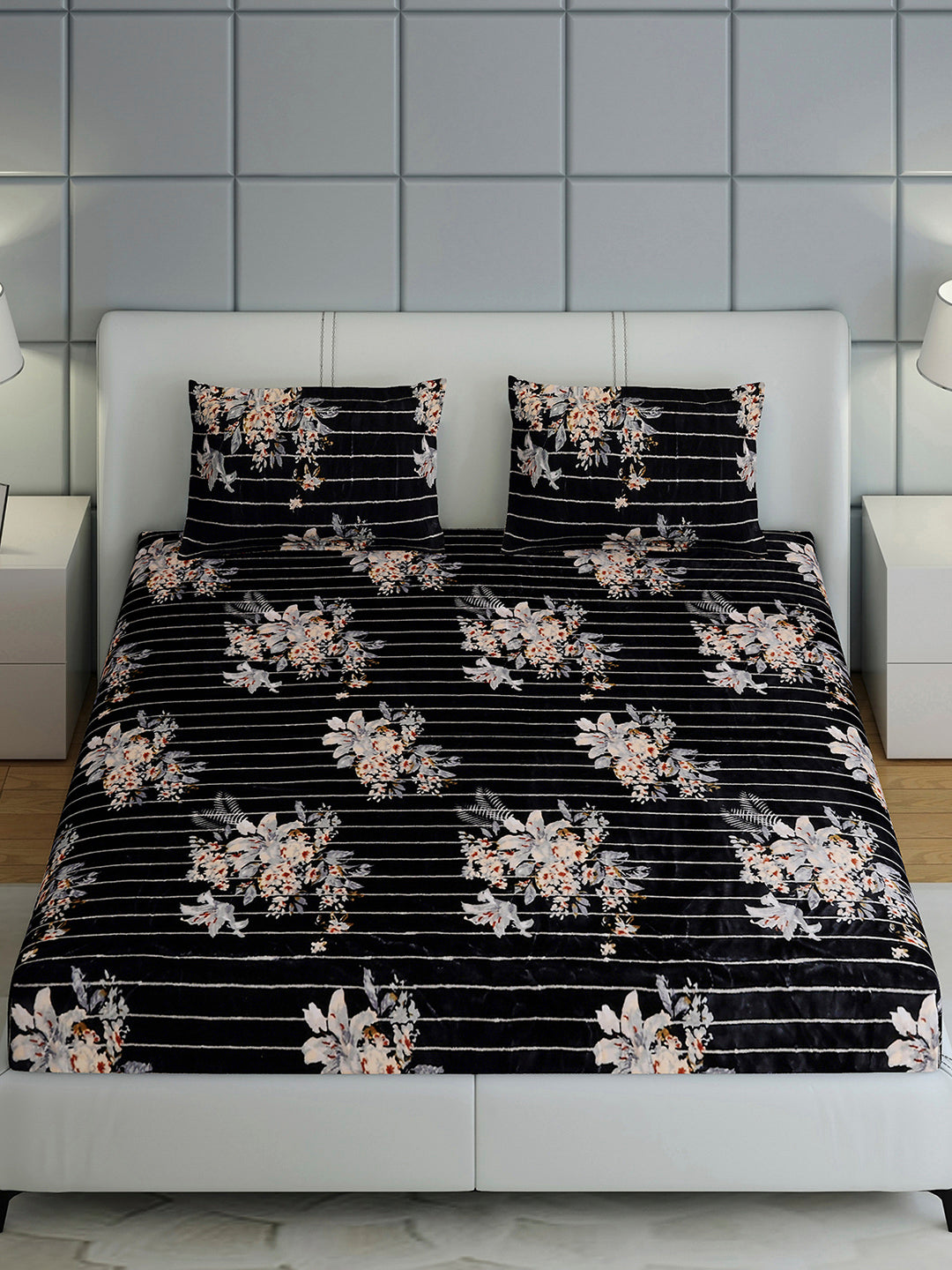 413 GSM Polyester King Bed 1 Bedsheet with 2 Pillow Cover (Aura)