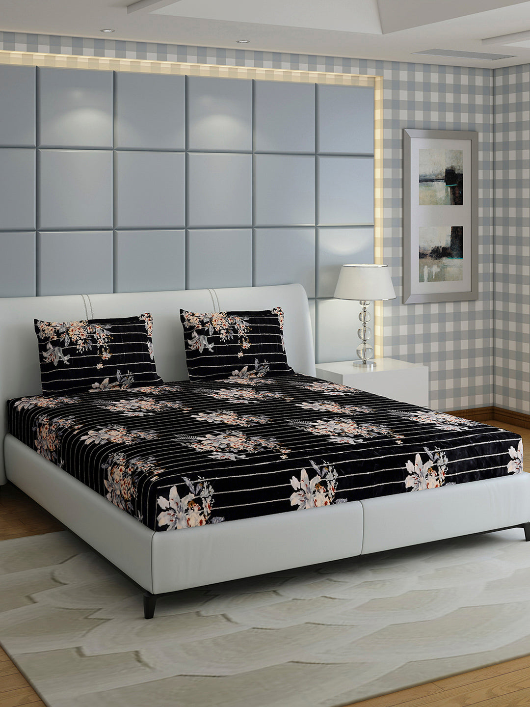 413 GSM Polyester King Bed 1 Bedsheet with 2 Pillow Cover (Aura)