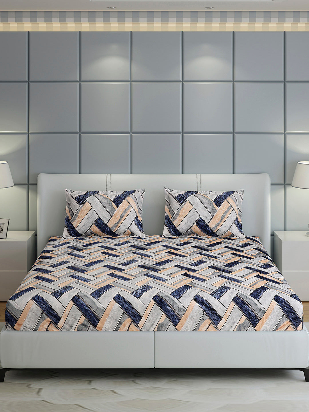 349 GSM 100% Polyester King Bed 1 Bedsheet with 2 Pillow Cover (Carnival)