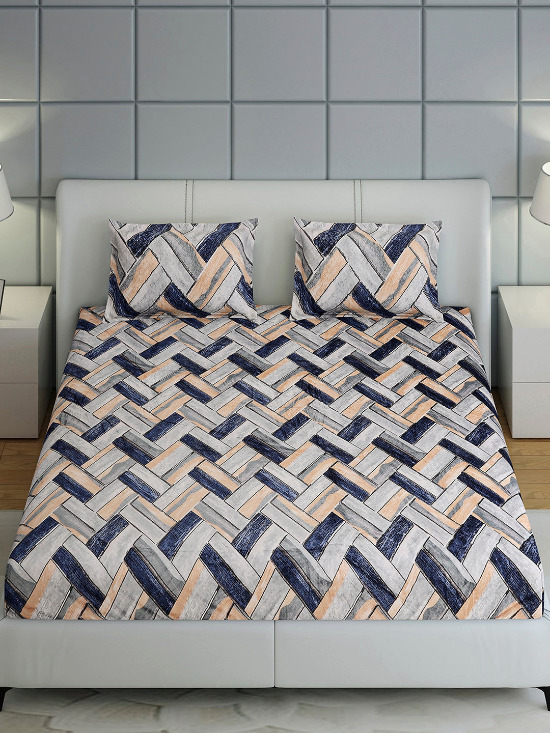 349 GSM 100% Polyester King Bed 1 Bedsheet with 2 Pillow Cover (Carnival)