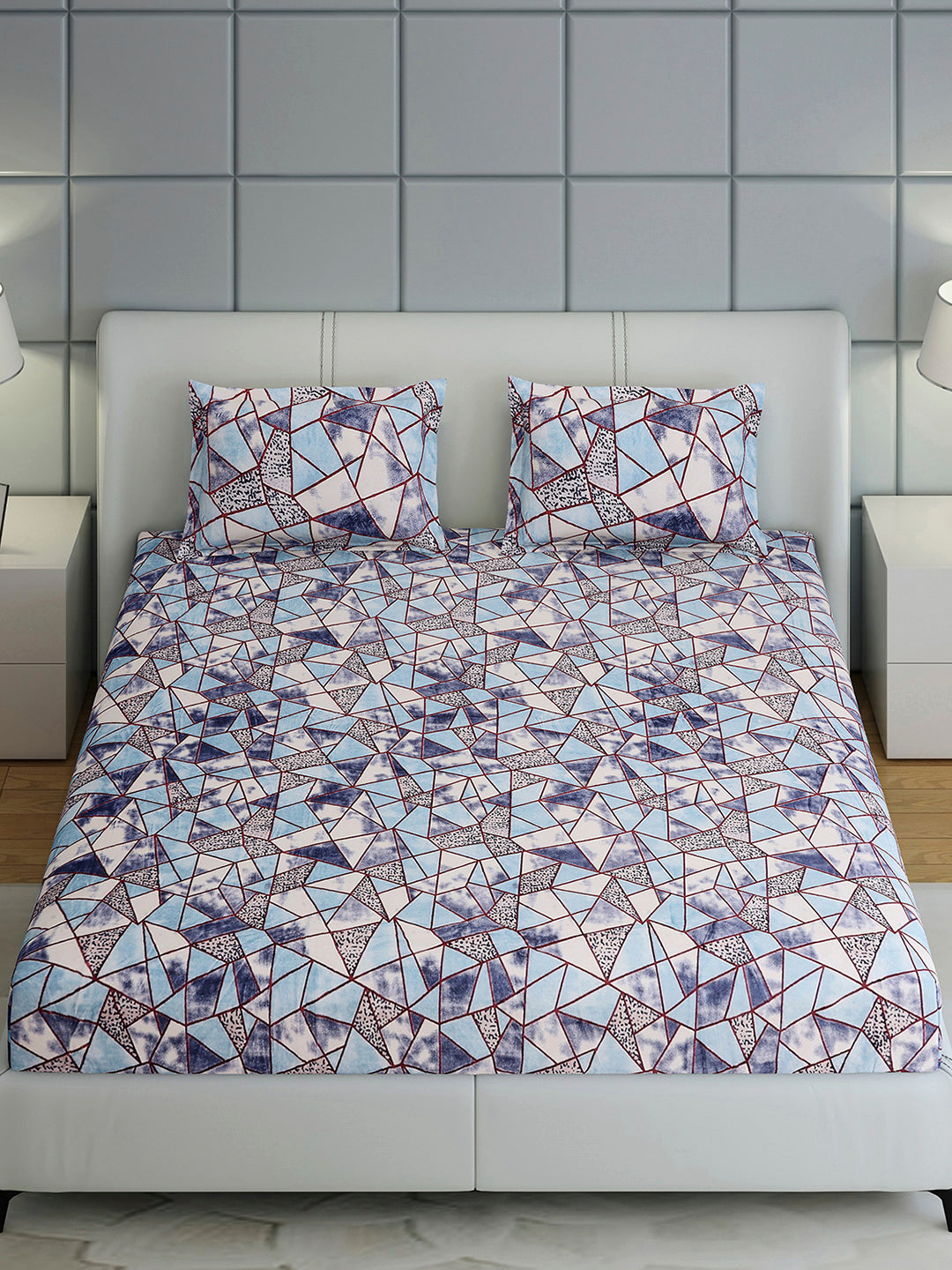 349 GSM 100% Polyester King Bed 1 Bedsheet with 2 Pillow Cover (Carnival)