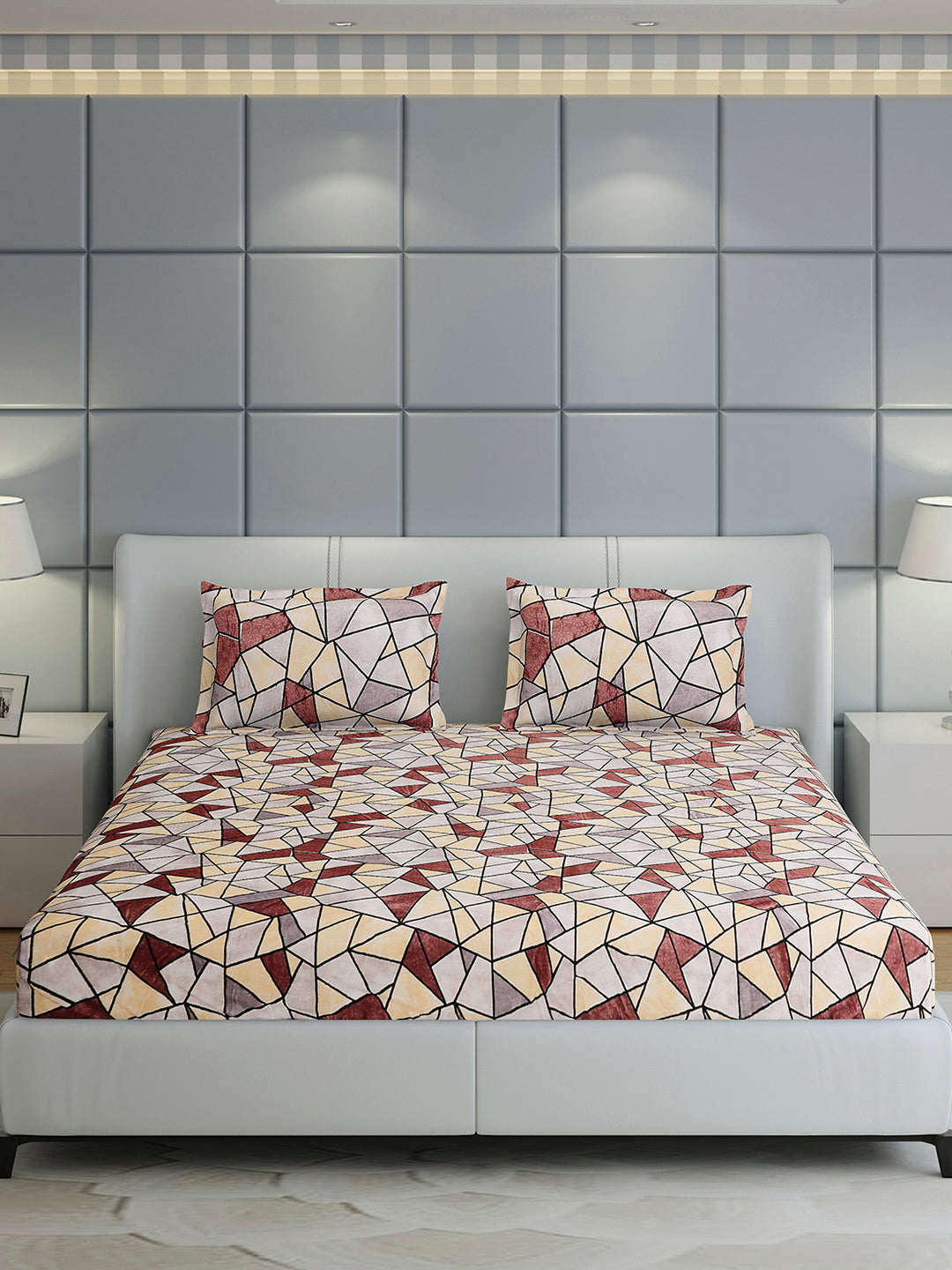 349 GSM 100% Polyester King Bed 1 Bedsheet with 2 Pillow Cover (Carnival)