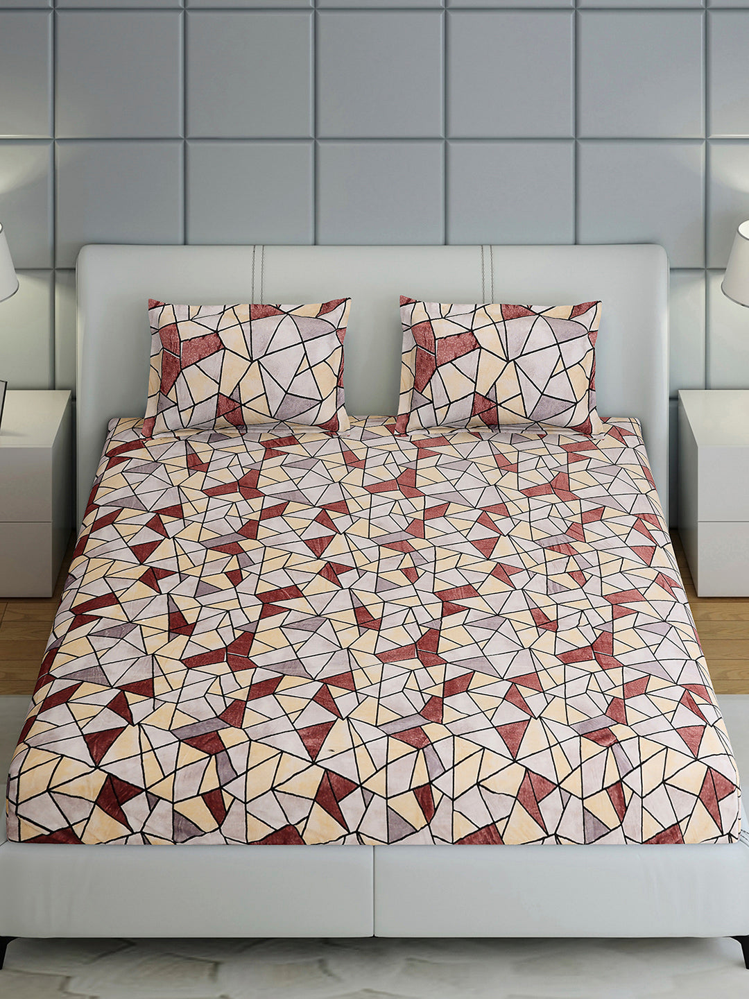 349 GSM 100% Polyester King Bed 1 Bedsheet with 2 Pillow Cover (Carnival)