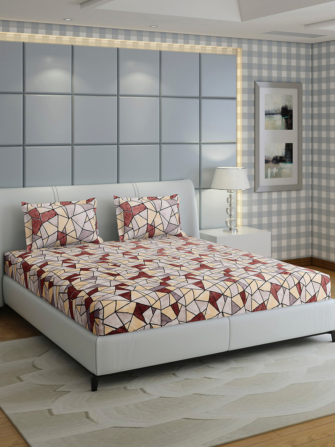 349 GSM 100% Polyester King Bed 1 Bedsheet with 2 Pillow Cover (Carnival)