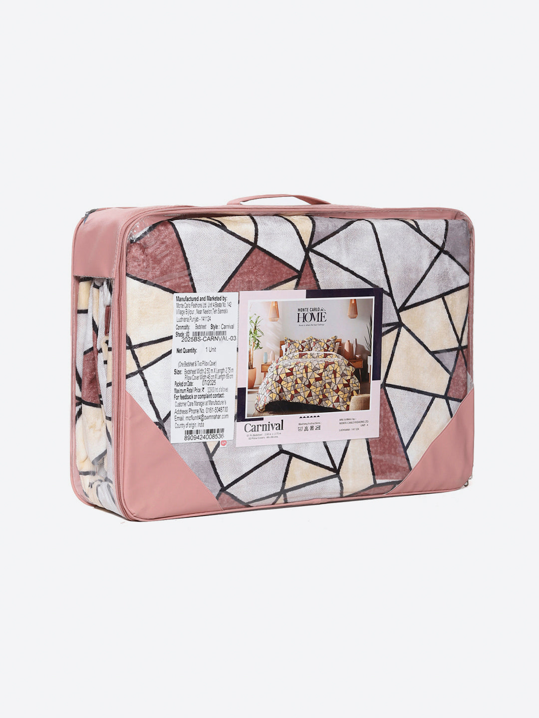 349 GSM 100% Polyester King Bed 1 Bedsheet with 2 Pillow Cover (Carnival)