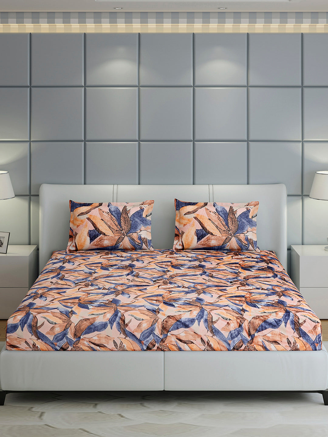 349 GSM Polyester King Bed 1 Bedsheet with 2 Pillow Cover (Carnival)