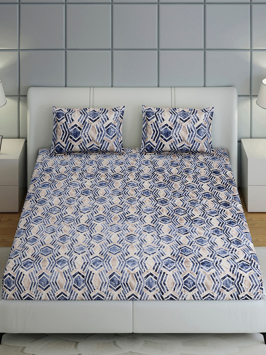 349 GSM 100% Polyester King Bed 1 Bedsheet with 2 Pillow Cover (Carnival)