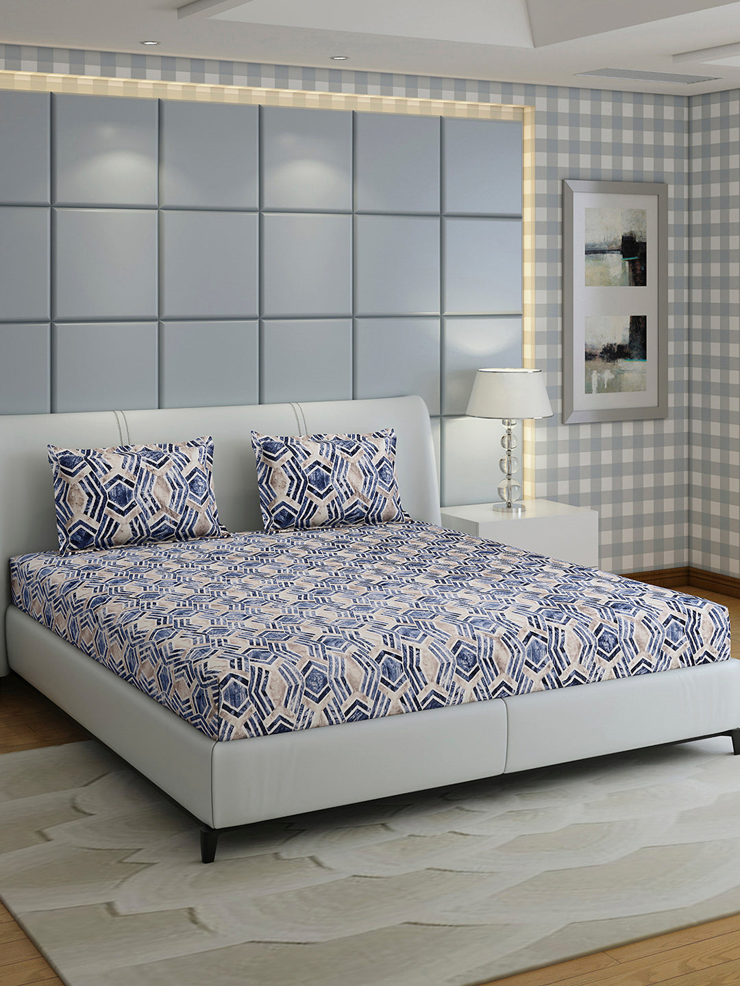 349 GSM 100% Polyester King Bed 1 Bedsheet with 2 Pillow Cover (Carnival)