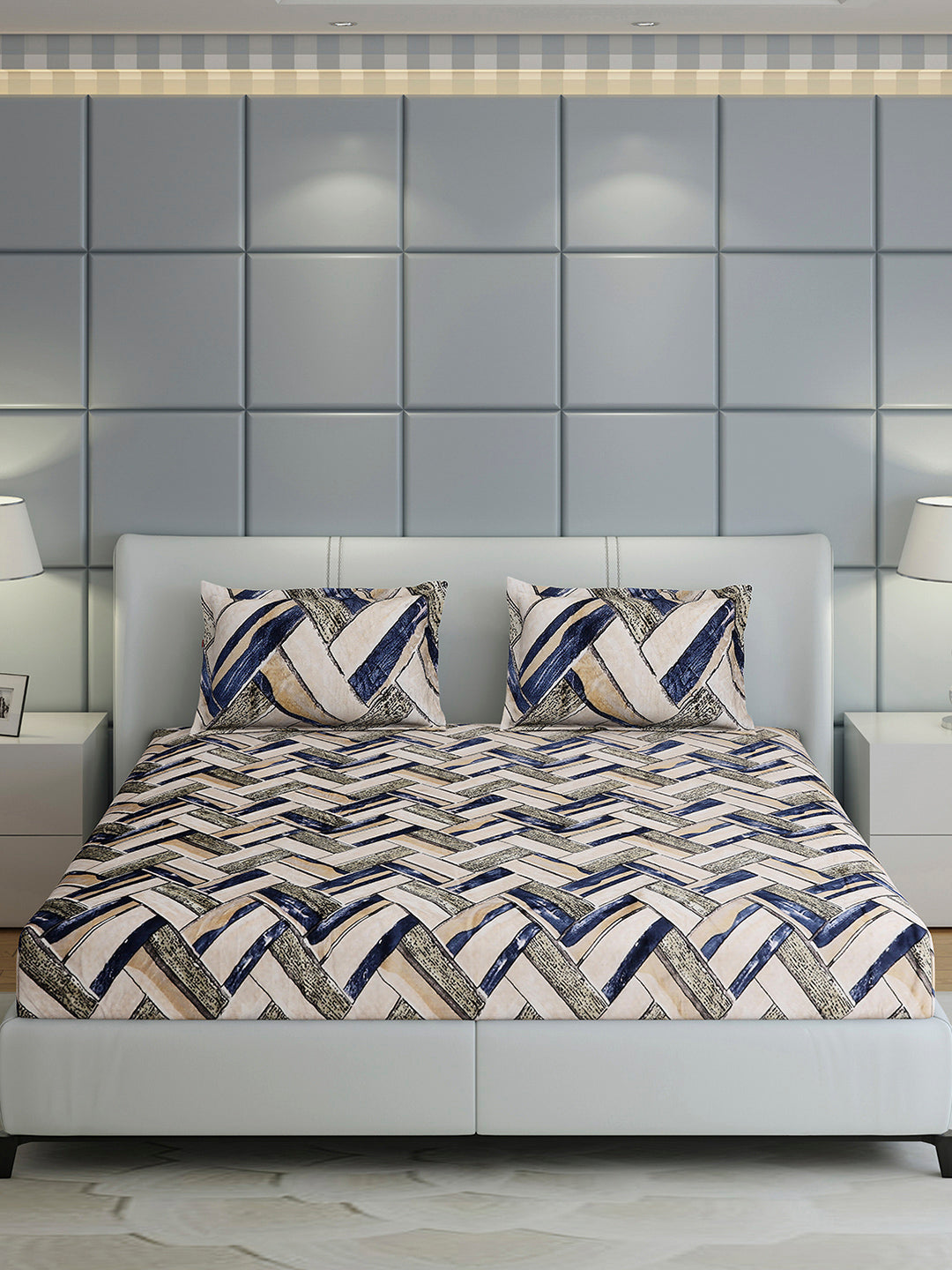 349 GSM 100% Polyester King Bed 1 Bedsheet with 2 Pillow Cover (Carnival)