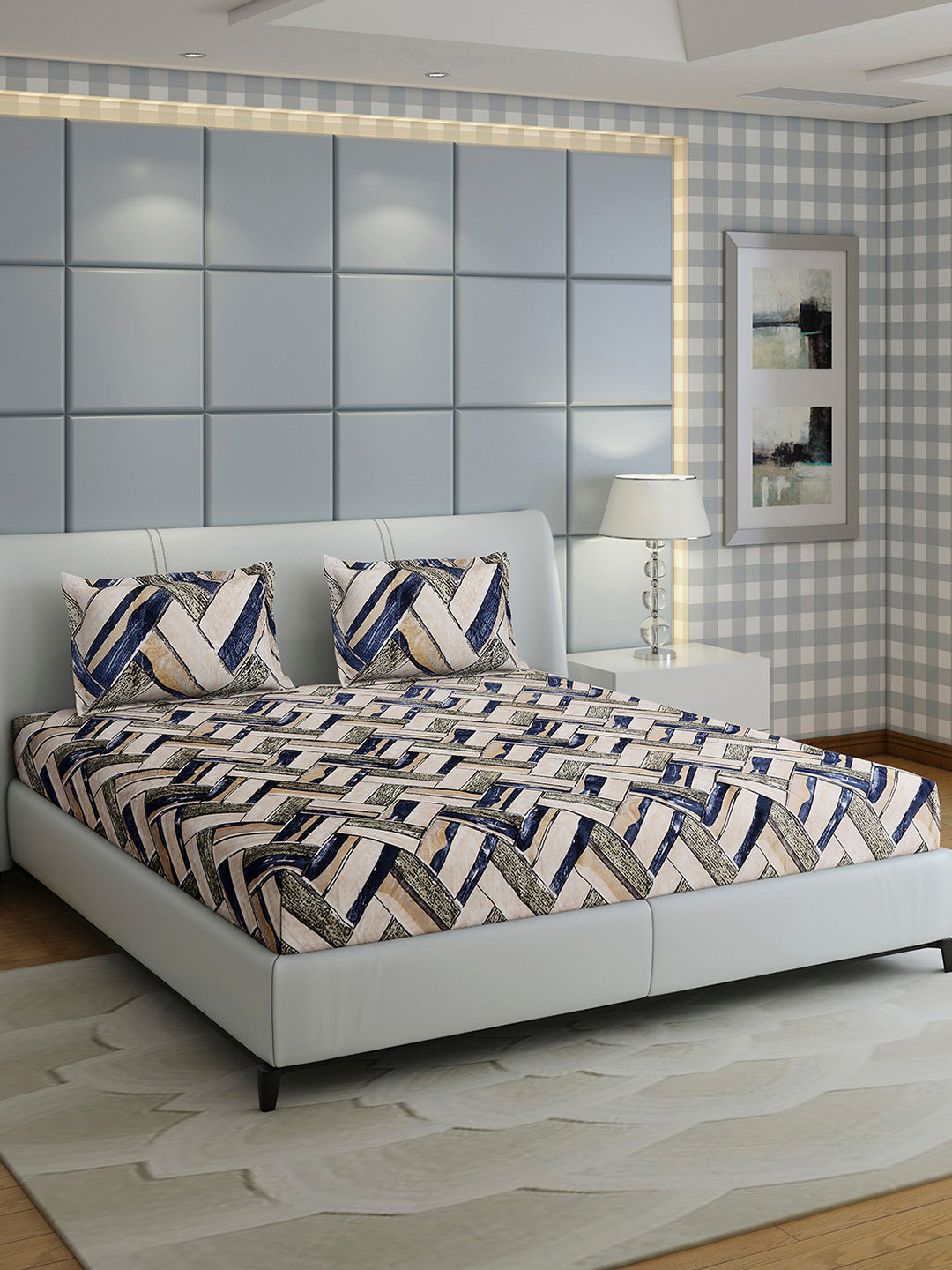 349 GSM 100% Polyester King Bed 1 Bedsheet with 2 Pillow Cover (Carnival)