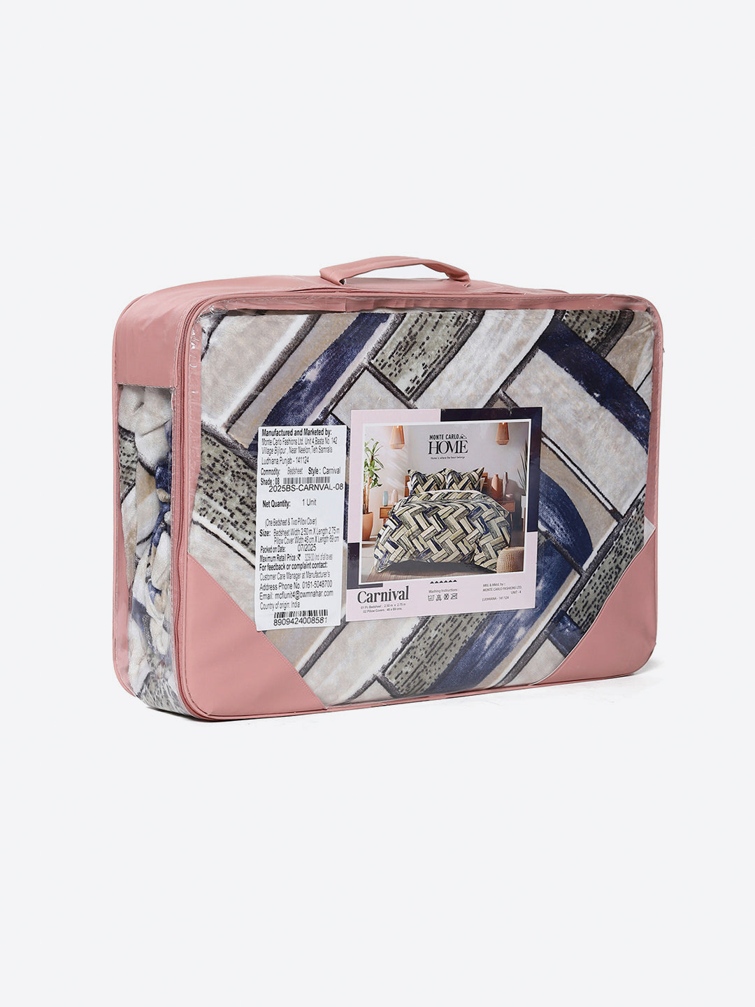 349 GSM 100% Polyester King Bed 1 Bedsheet with 2 Pillow Cover (Carnival)