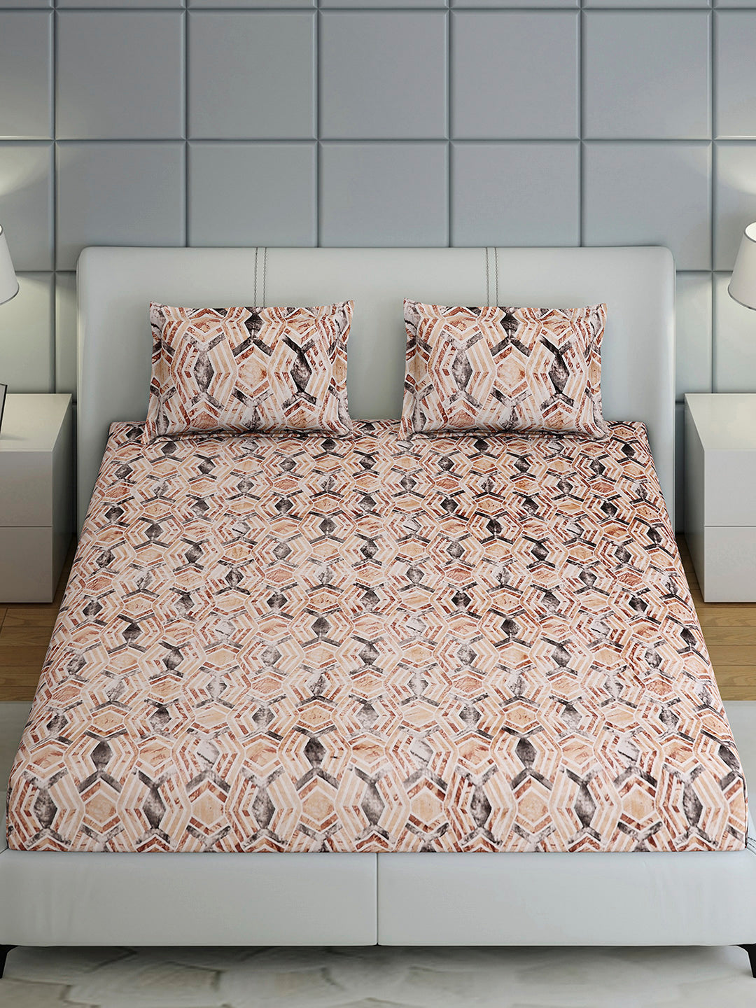 349 GSM 100% Polyester King Bed 1 Bedsheet with 2 Pillow Cover (Carnival)