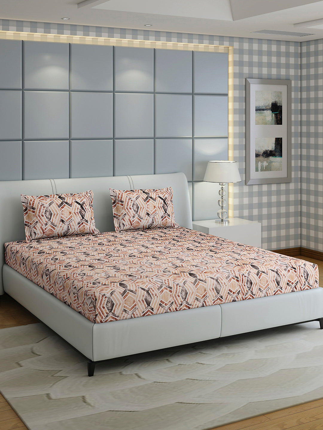 349 GSM 100% Polyester King Bed 1 Bedsheet with 2 Pillow Cover (Carnival)