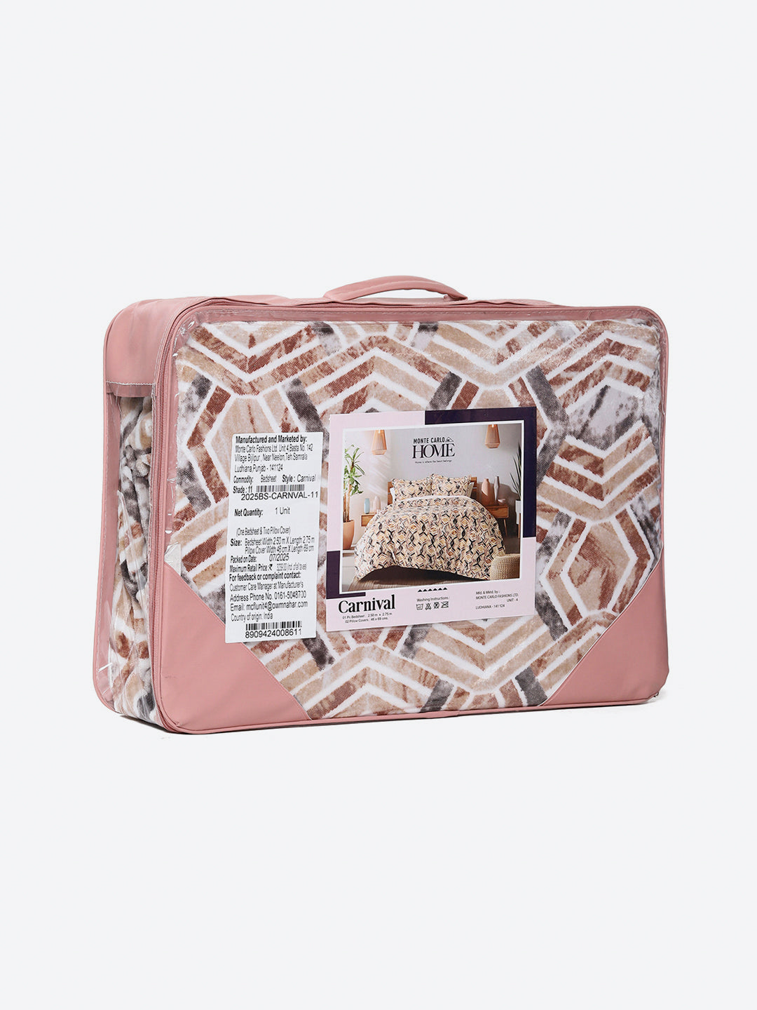 349 GSM 100% Polyester King Bed 1 Bedsheet with 2 Pillow Cover (Carnival)