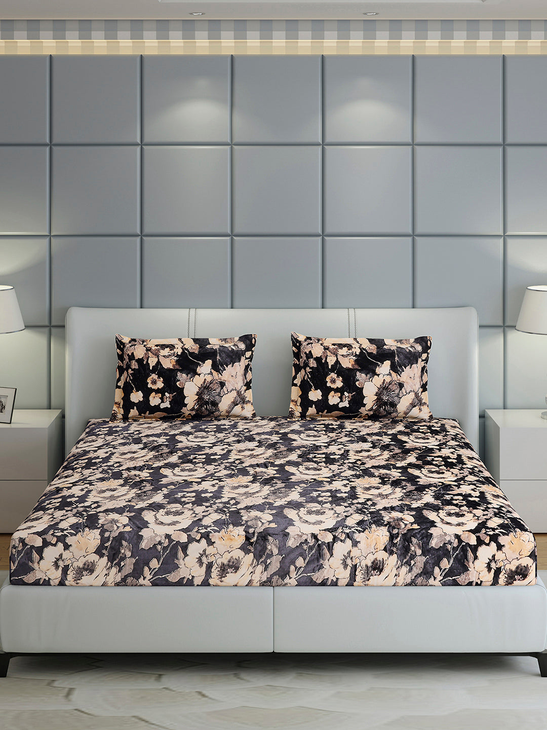 349 GSM Polyester King Bed 1 Bedsheet with 2 Pillow Cover (Carnival)