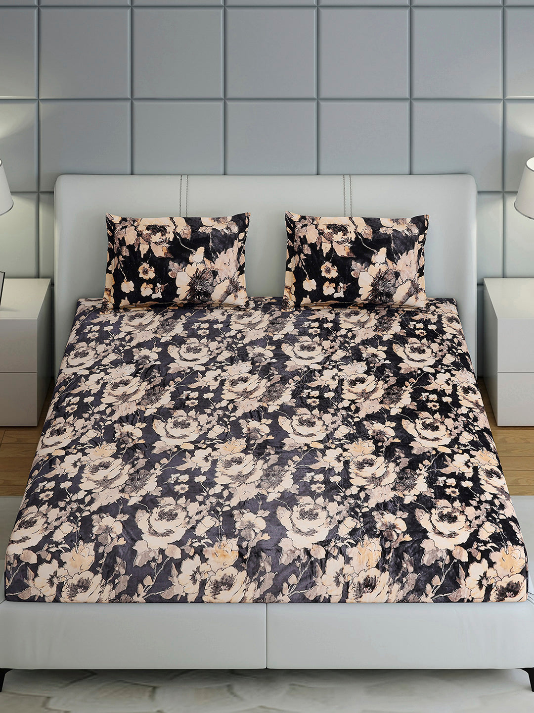 349 GSM Polyester King Bed 1 Bedsheet with 2 Pillow Cover (Carnival)