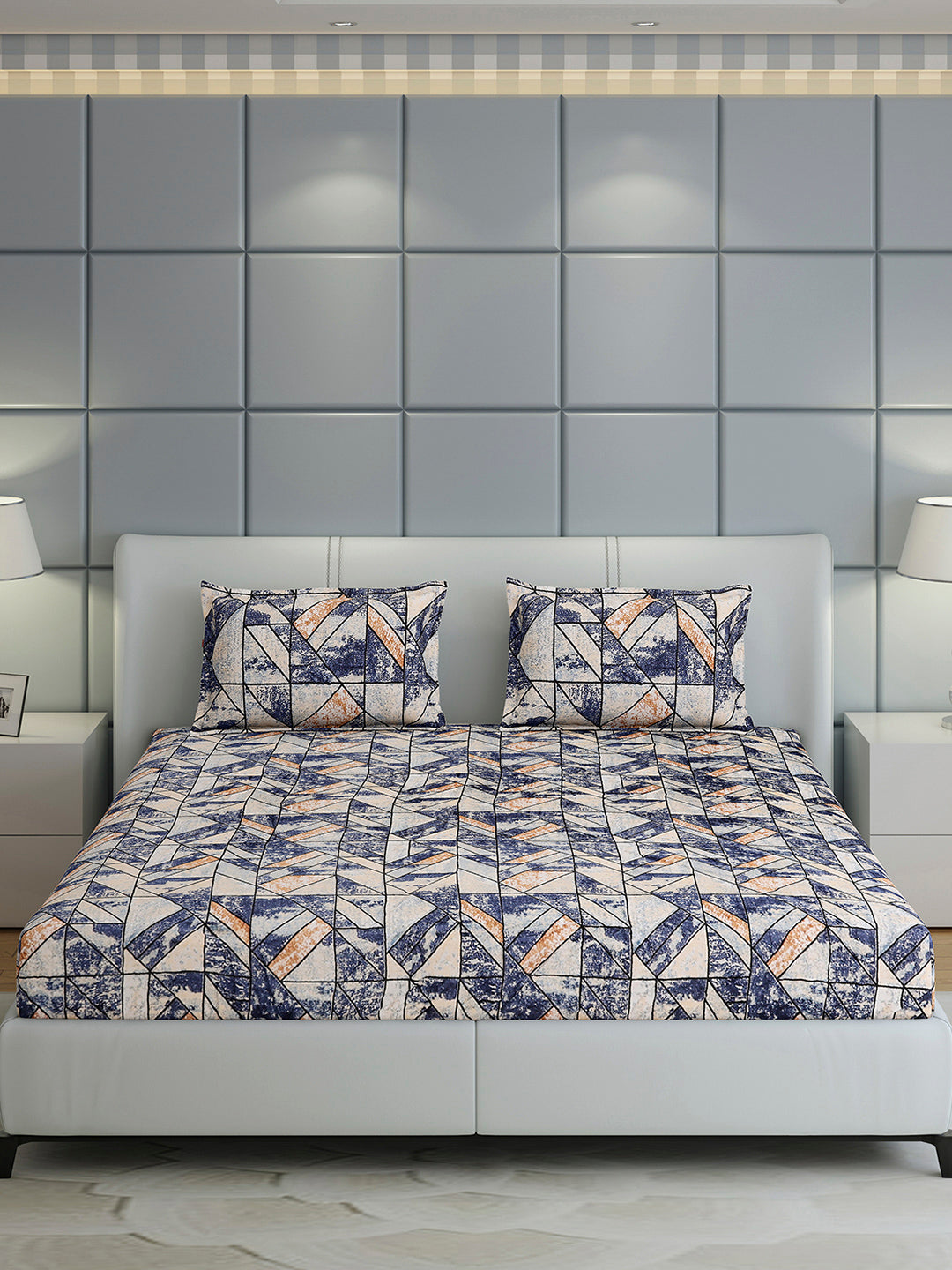 349 GSM 100% Polyester King Bed 1 Bedsheet with 2 Pillow Cover (Carnival)