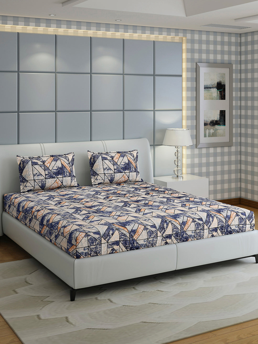 349 GSM 100% Polyester King Bed 1 Bedsheet with 2 Pillow Cover (Carnival)