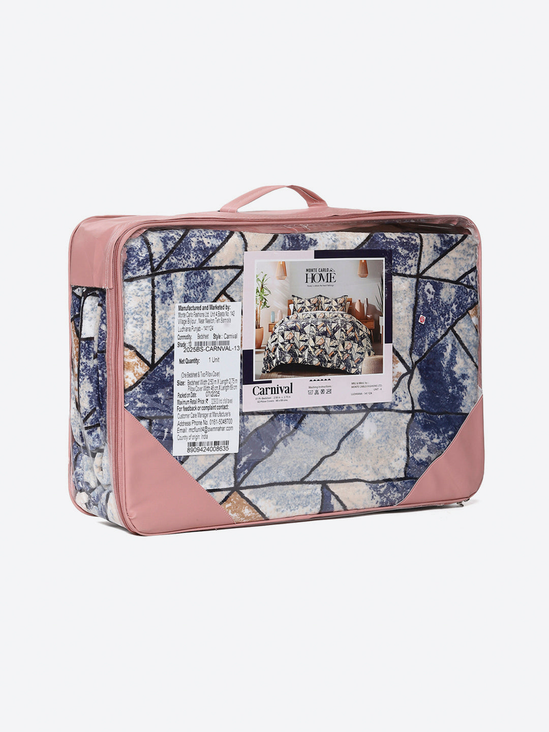 349 GSM 100% Polyester King Bed 1 Bedsheet with 2 Pillow Cover (Carnival)