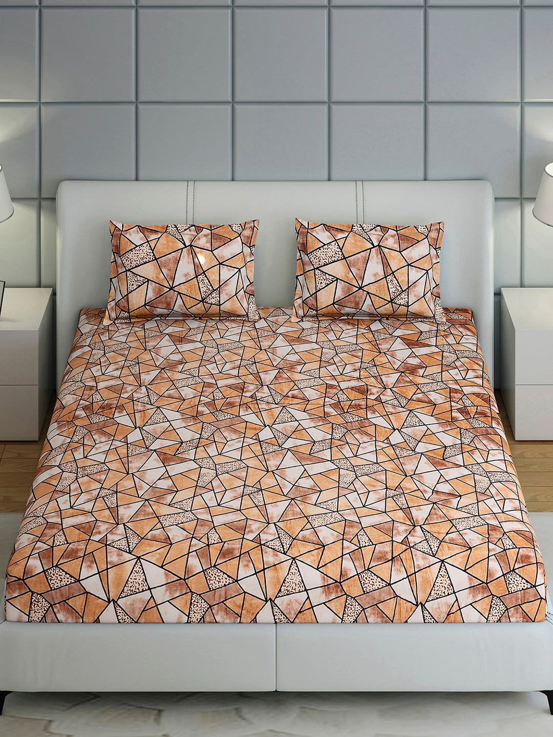 349 GSM 100% Polyester King Bed 1 Bedsheet with 2 Pillow Cover (Carnival)