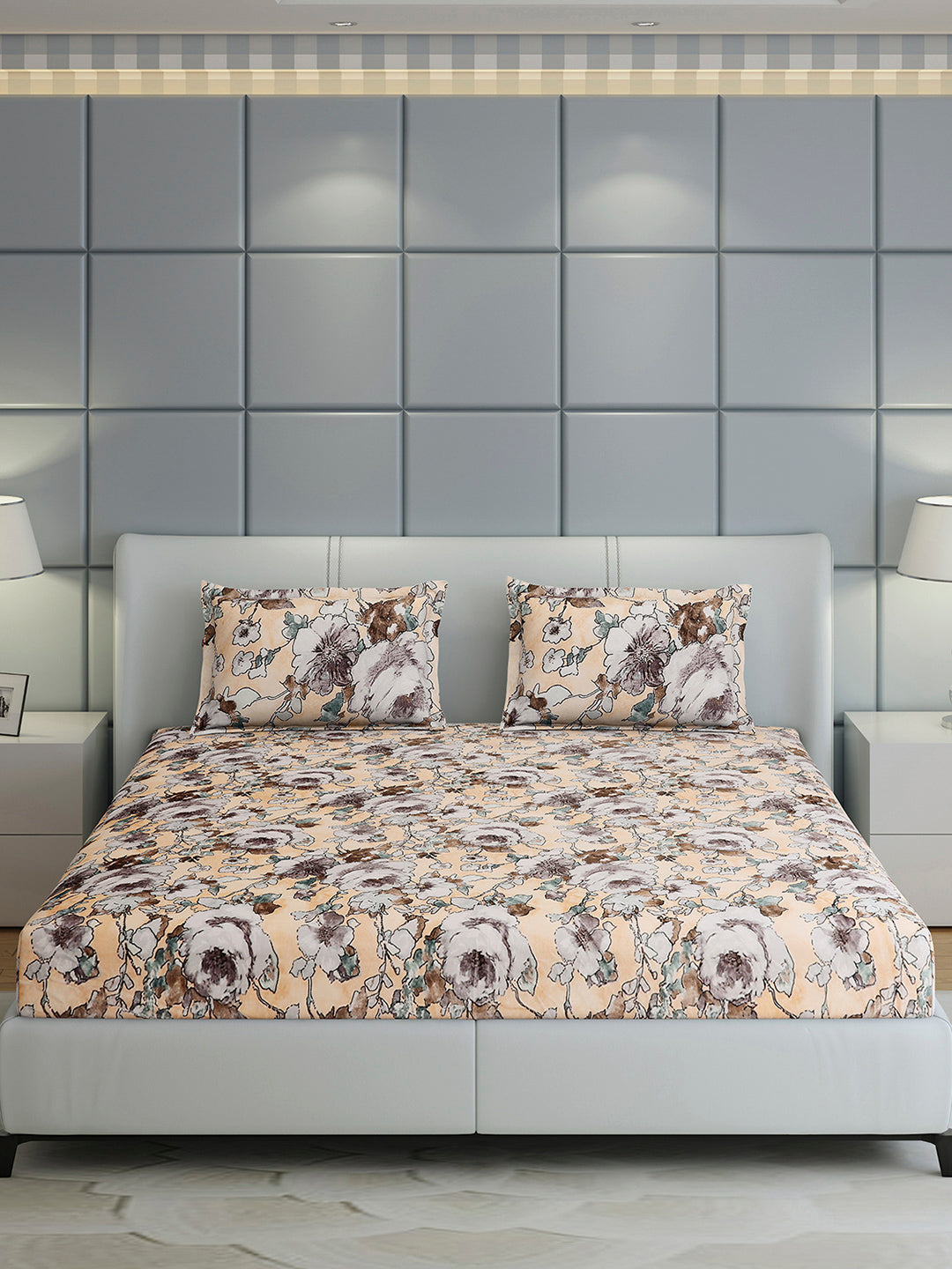 349 GSM 100% Polyester King Bed 1 Bedsheet with 2 Pillow Cover (Carnival)