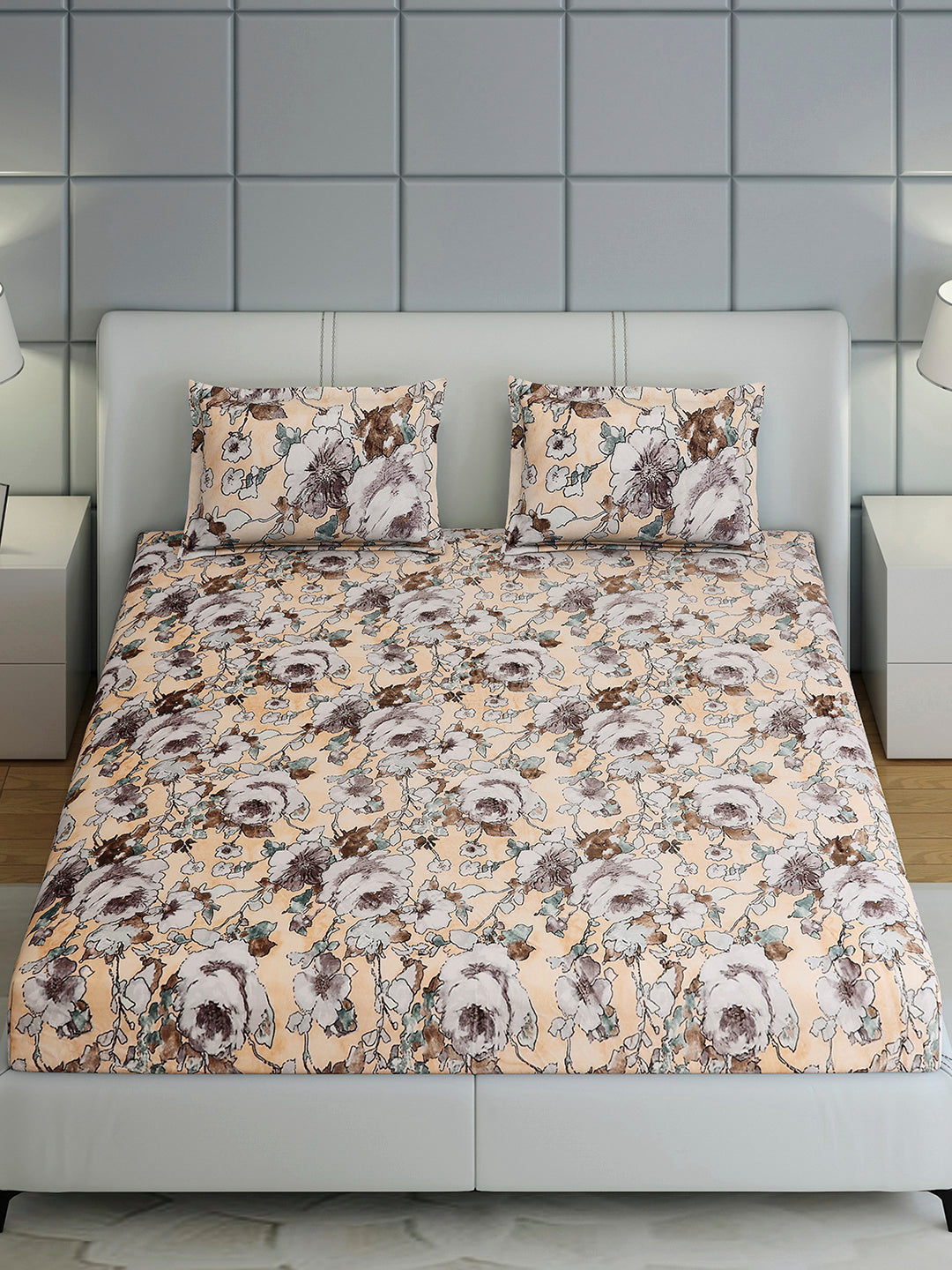 349 GSM 100% Polyester King Bed 1 Bedsheet with 2 Pillow Cover (Carnival)