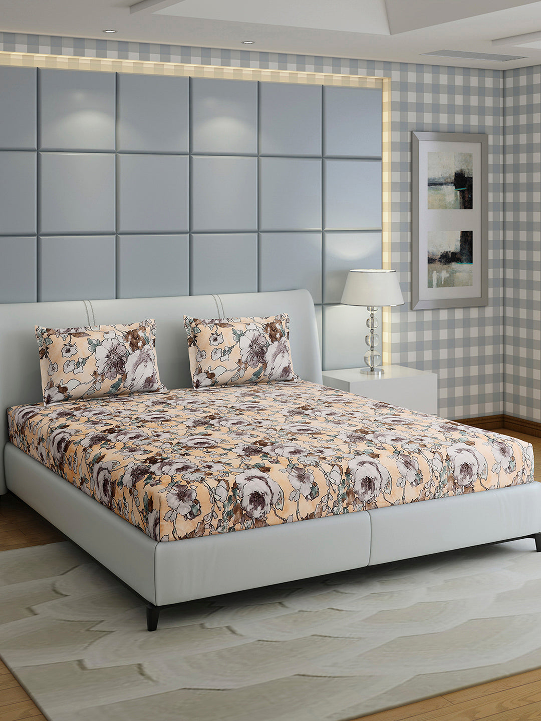 349 GSM 100% Polyester King Bed 1 Bedsheet with 2 Pillow Cover (Carnival)