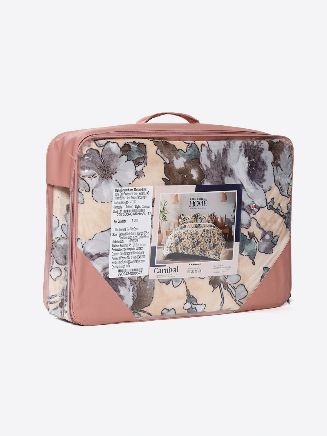 349 GSM 100% Polyester King Bed 1 Bedsheet with 2 Pillow Cover (Carnival)