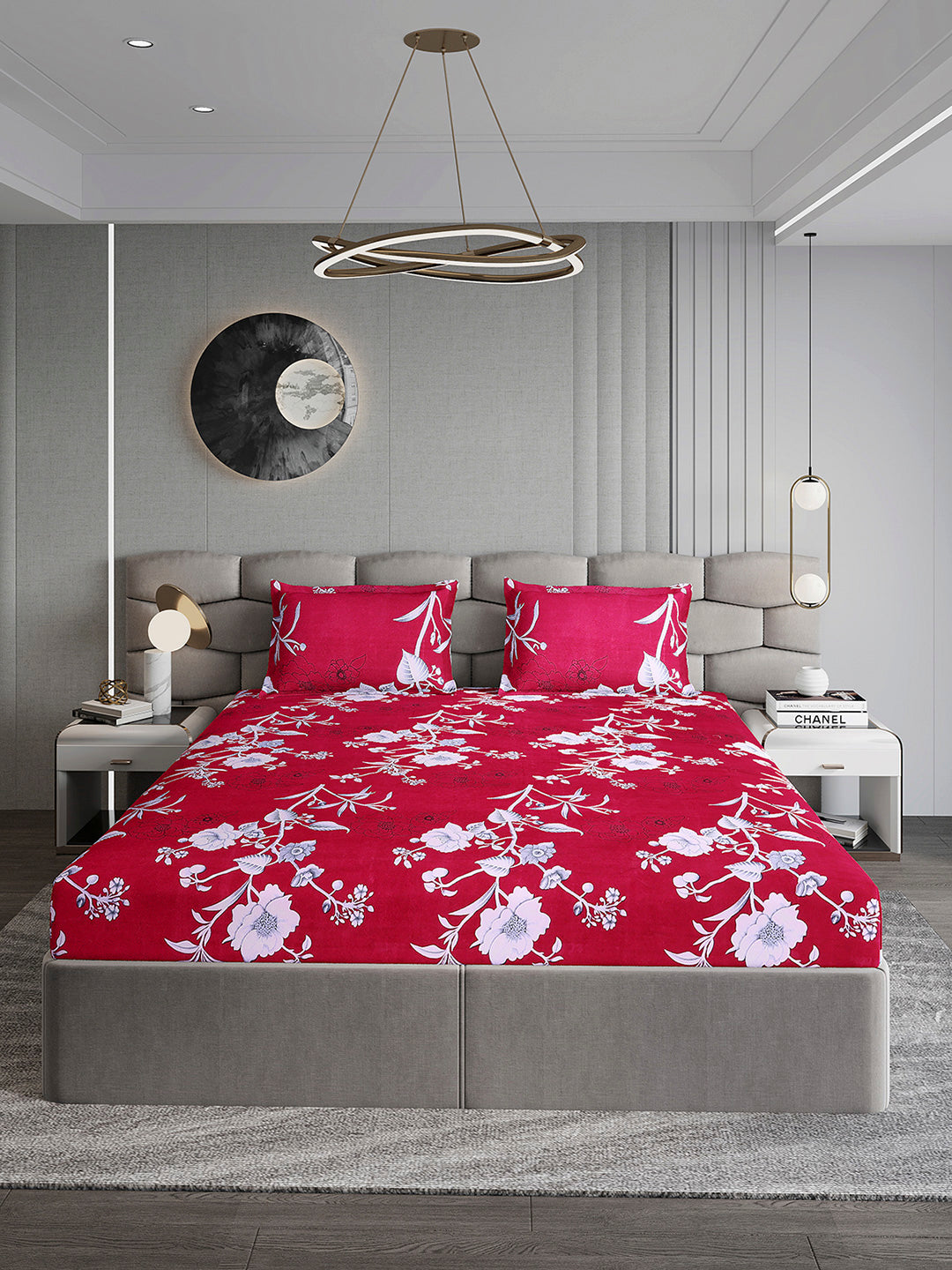 155 GSM Micro Double Bed 1 Bedsheet with 2 Pillow Cover (Clare)