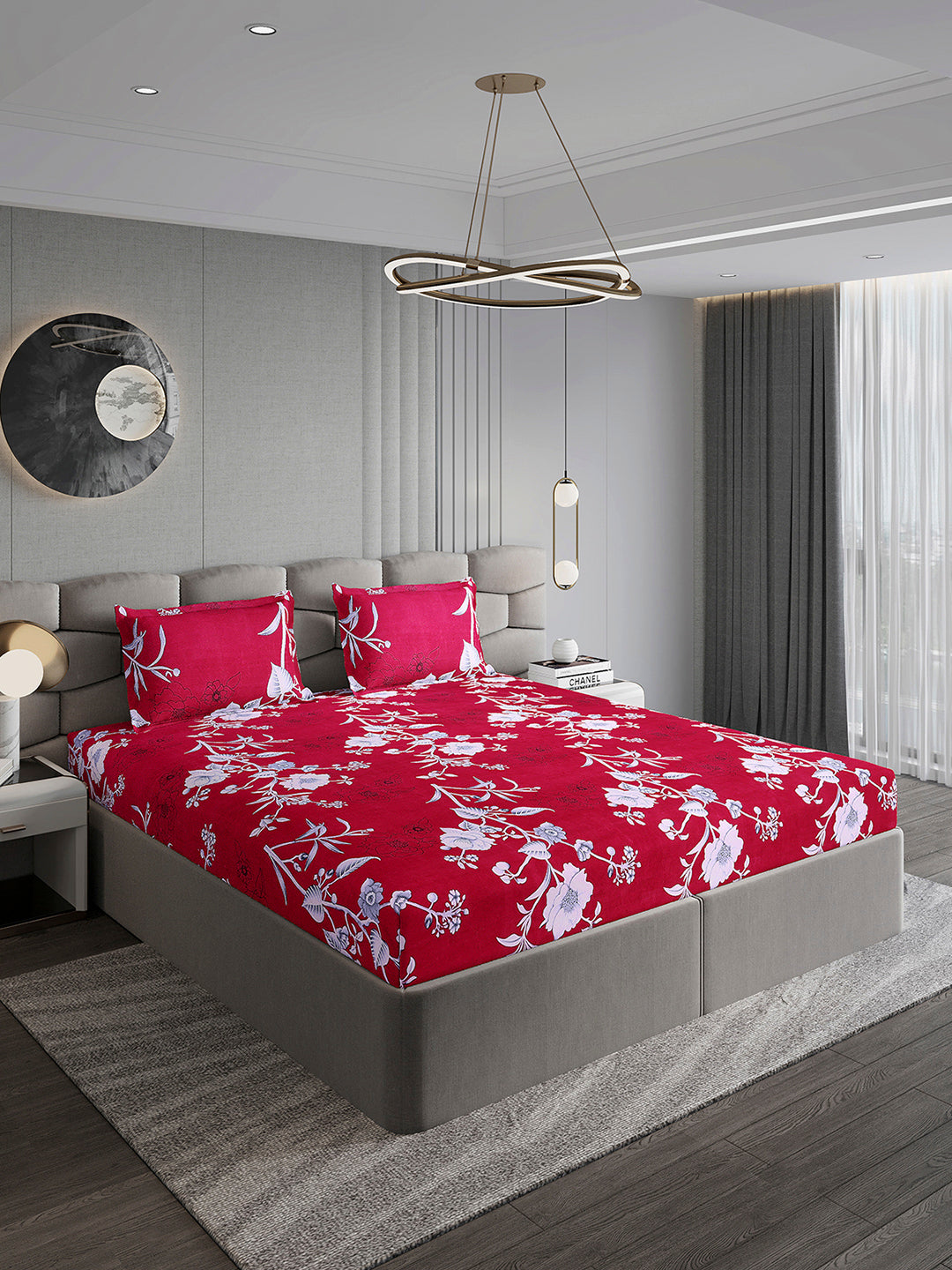 155 GSM Micro Double Bed 1 Bedsheet with 2 Pillow Cover (Clare)