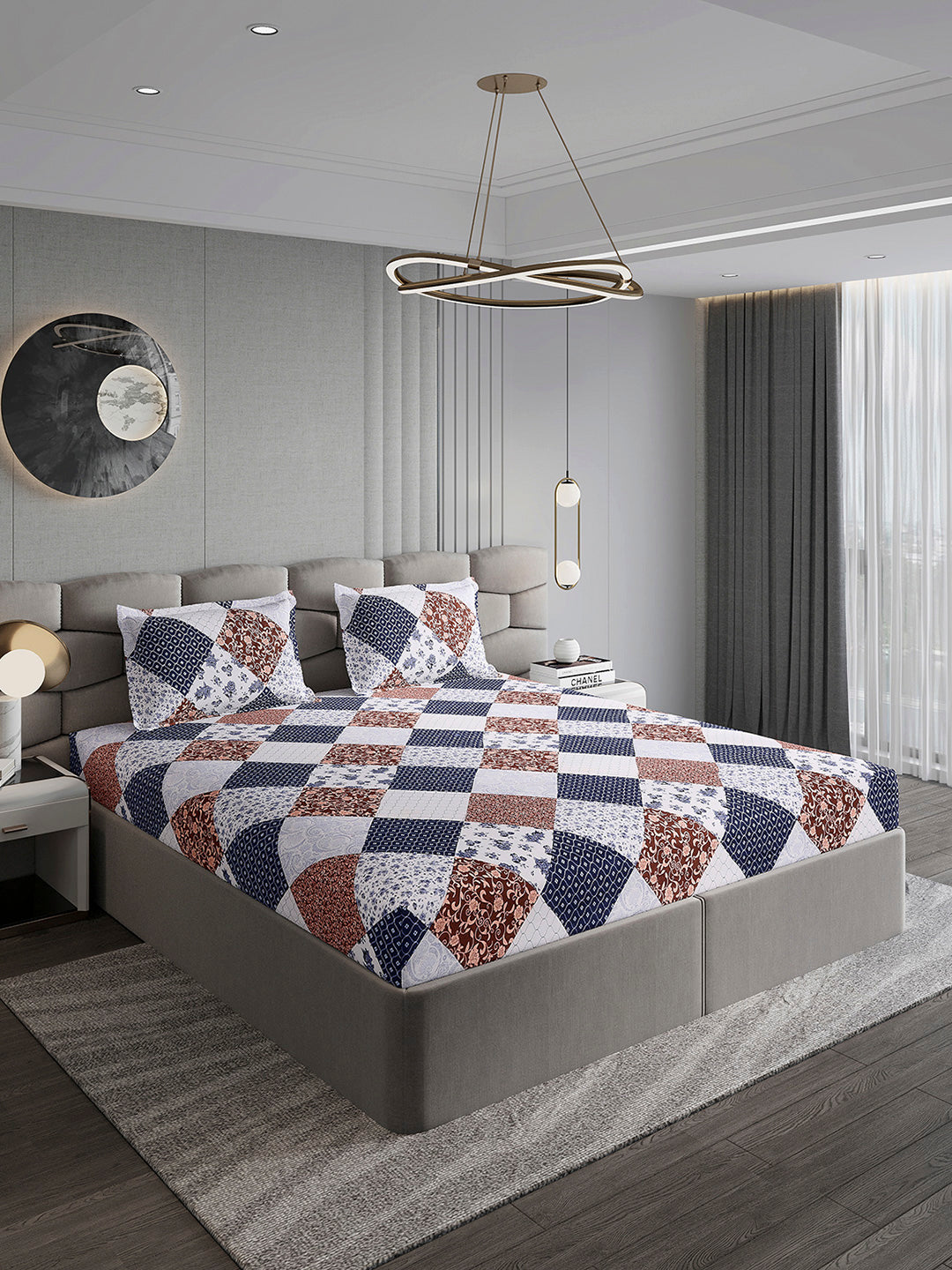 155 GSM Micro Double Bed 1 Bedsheet with 2 Pillow Cover (Clare)