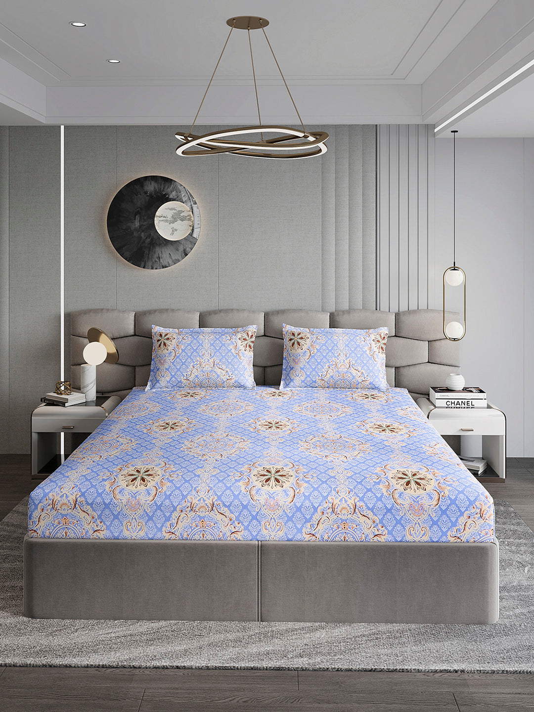 155 GSM Micro Double Bed 1 Bedsheet with 2 Pillow Cover (Clare)