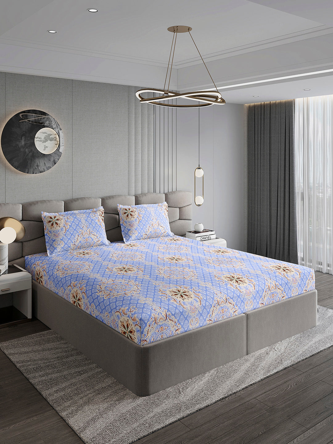 155 GSM Micro Double Bed 1 Bedsheet with 2 Pillow Cover (Clare)