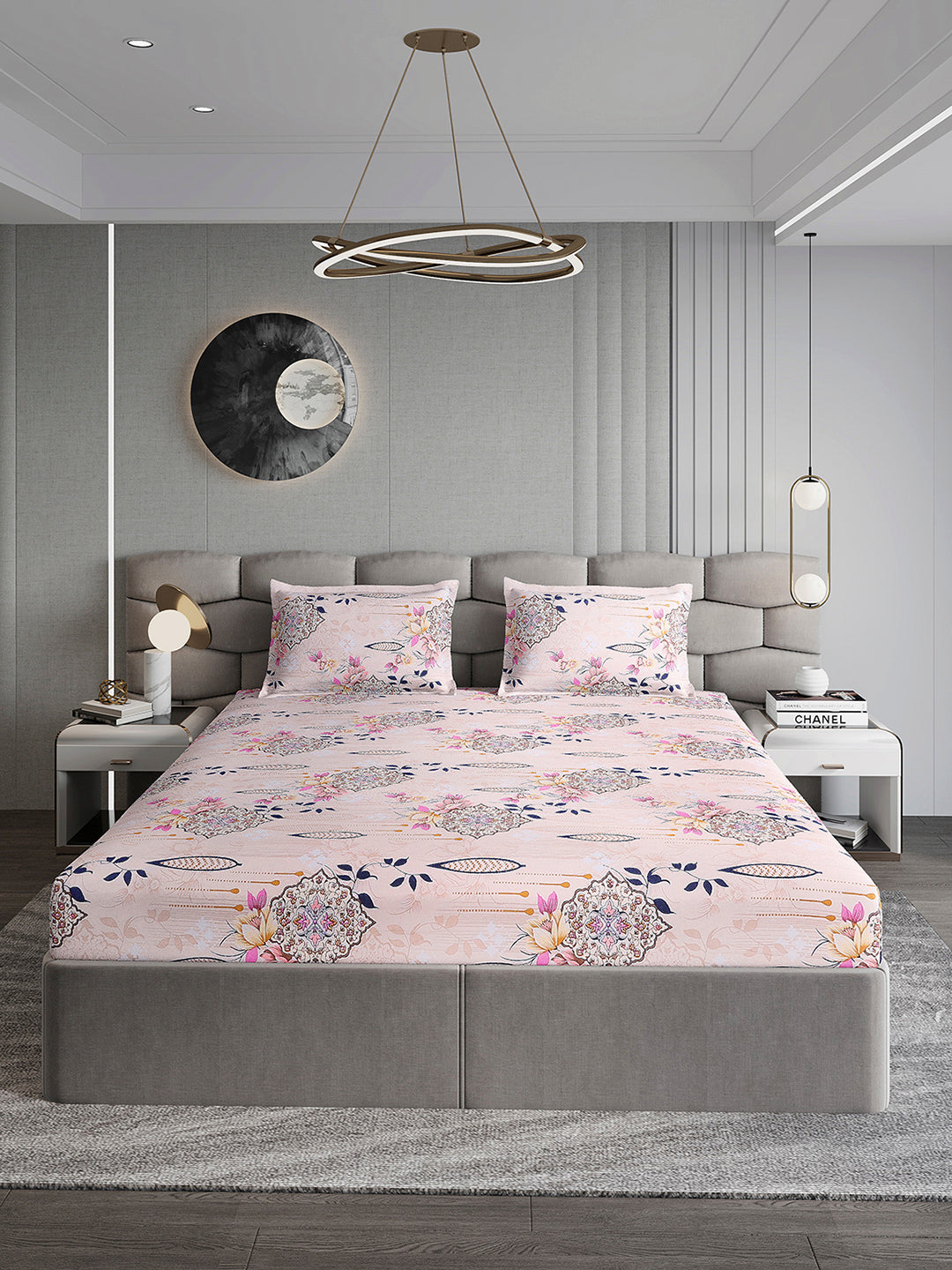 155 GSM Micro Double Bed 1 Bedsheet with 2 Pillow Cover (Clare)